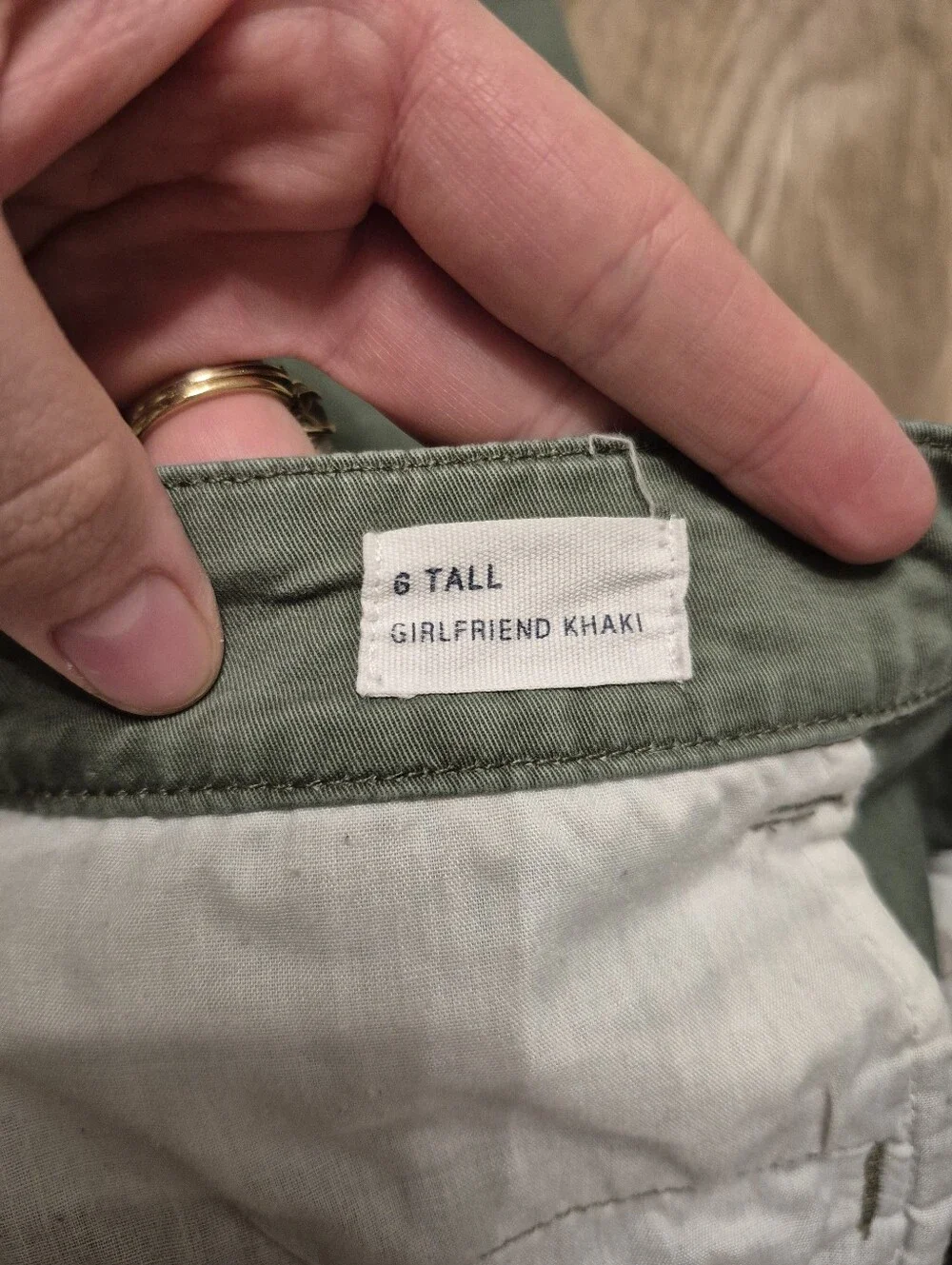 Gap Women's Preppy Casual Olive Girlfriend Khaki Chino Pants Size 6T - Picture 5 of 7